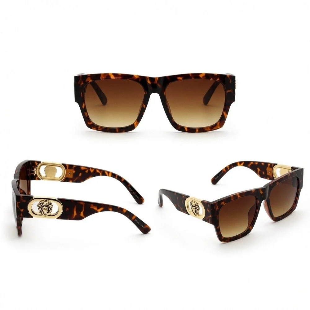 Mens Tortoise Square Sunglasses Perfect For Outdoor Festivals Rectangular UV400